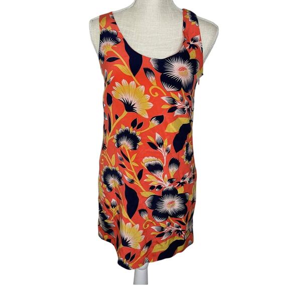 J Crew Womens Coral Floral Printed Twist Back Lined Silk Dress Size 0 A7556 - Picture 2 of 6